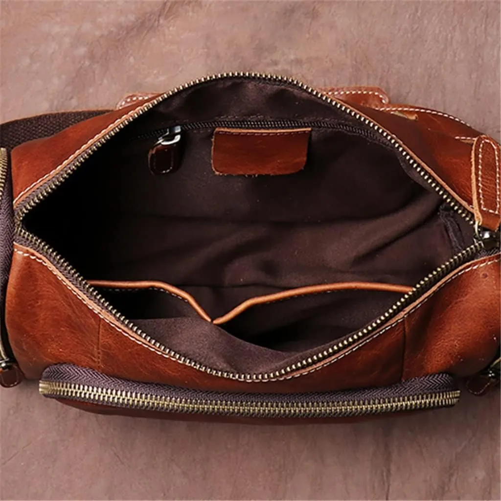 Vintage Crossbody Bag Leather Men's Shoulder Messenger Man Bags For 9.7Inch