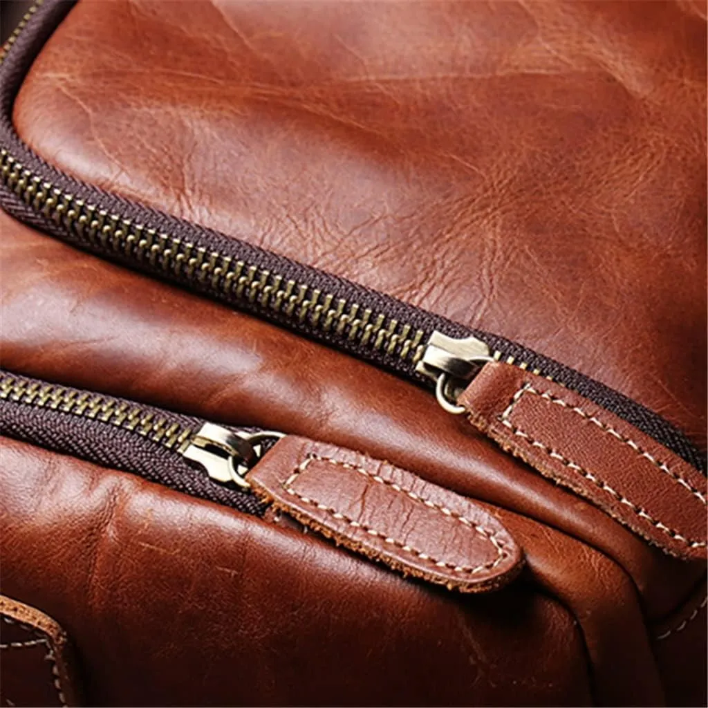Vintage Crossbody Bag Leather Men's Shoulder Messenger Man Bags For 9.7Inch