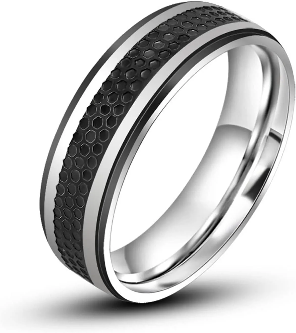 Wedding Rings Vintage, Untraditional Engagement Ring Minimalist Two-Tone Ring Stainless Steel