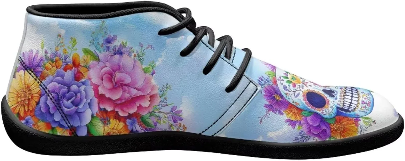 Wide Toe Skull Print Barefoot Shoes for Men - Cross Training Running Shoes with Rubber Sole