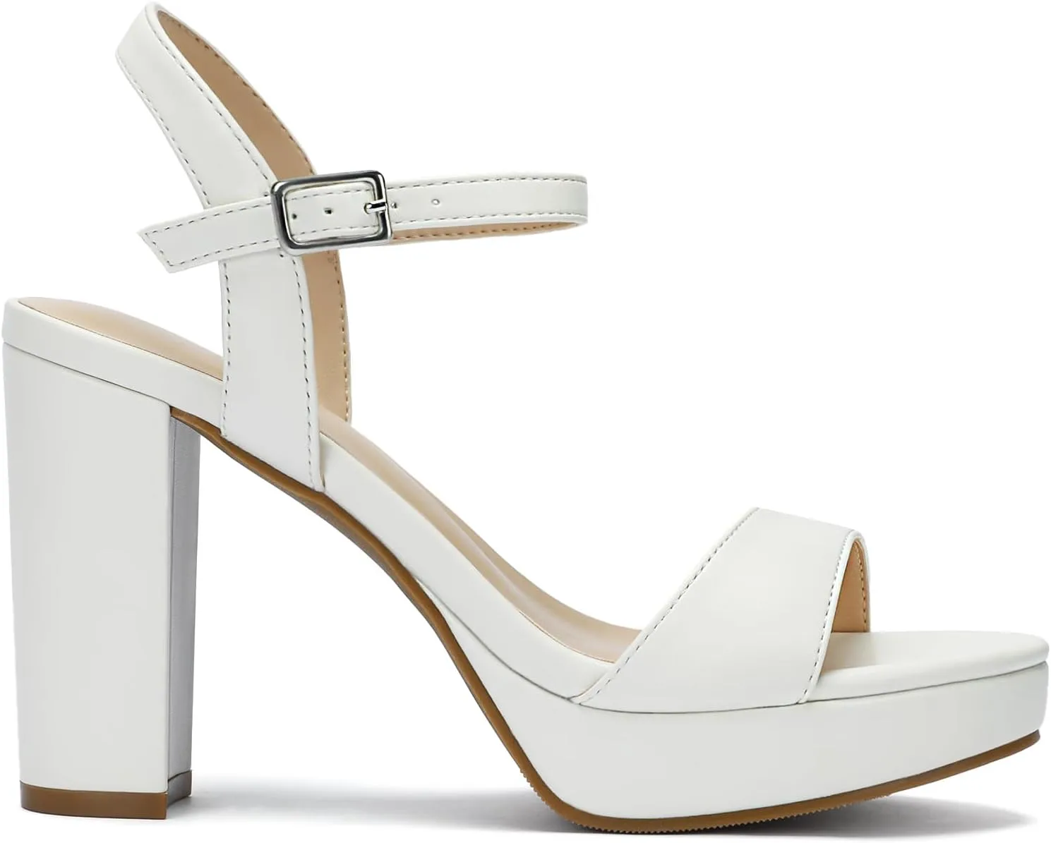Wide Width Heels for Women Block Chunky Platform High Heels Sandals Open Toe Wedding Party Ankle Strap Dress Shoes