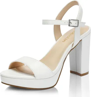 Wide Width Heels for Women Block Chunky Platform High Heels Sandals Open Toe Wedding Party Ankle Strap Dress Shoes