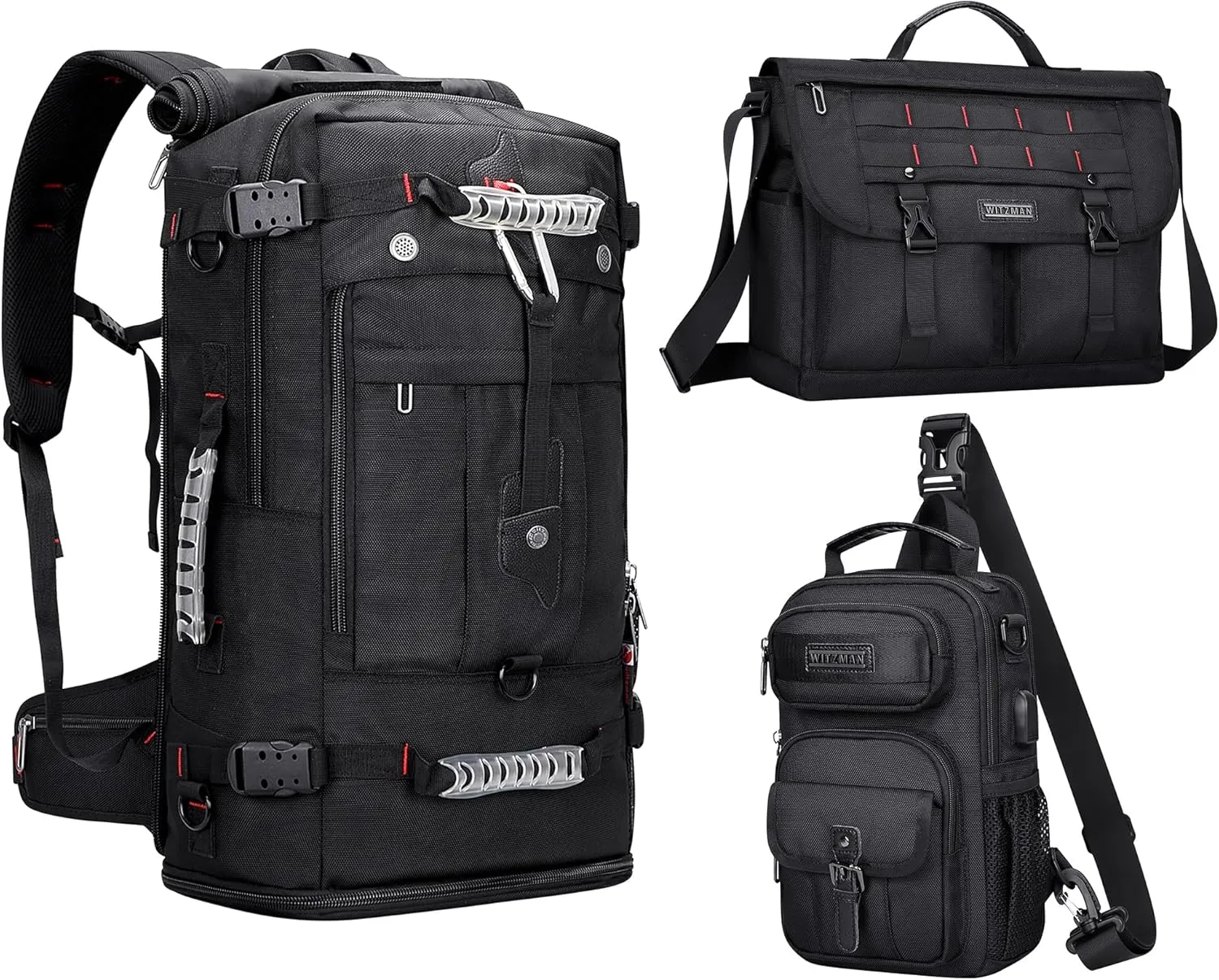 WITZMAN Travel Backpack for Men Convertible Duffle Luggage Bag fit 18 Inch Laptop Carry On Bags for Airplane and Messenger Bag Shoulder Bag with 15.6 inch Laptop and Crossbody Bags Lightweight
