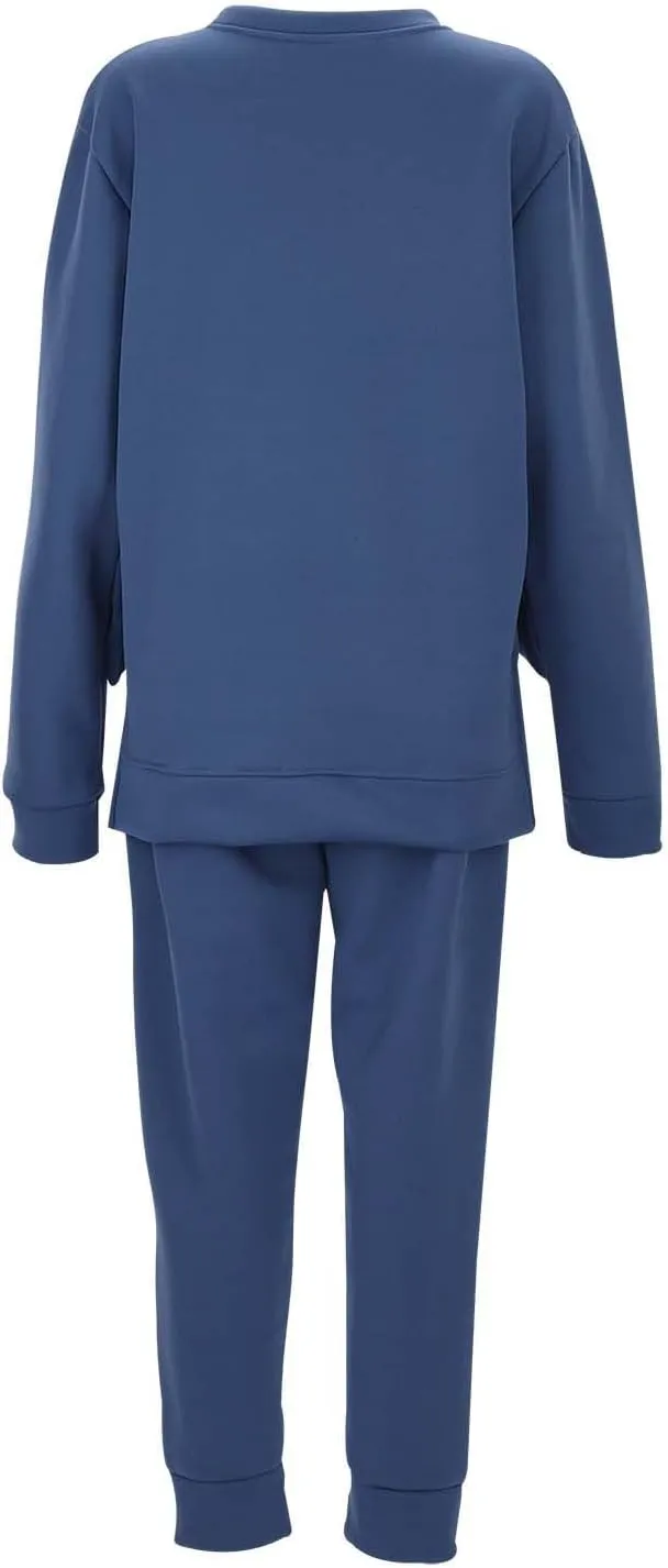 Women 2 Piece Outfits Long Sleeve V Neck Solid Color Sweatsuit Sweatshirt Baggy Fall Fashion Sweatpants Sets
