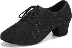 Women Ballroom Dance Shoes Lace up Latin Salsa Practice Dance Teaching Shoes,Model LPWMMD