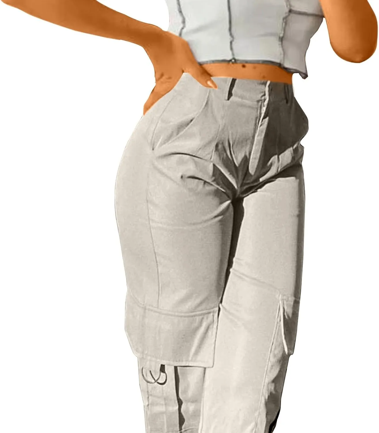 Women Cargo Pants High Waist Wide Leg Casual Baggy Work Pant Palazzo Lounge Tousers Going Out Outfits with Pockets