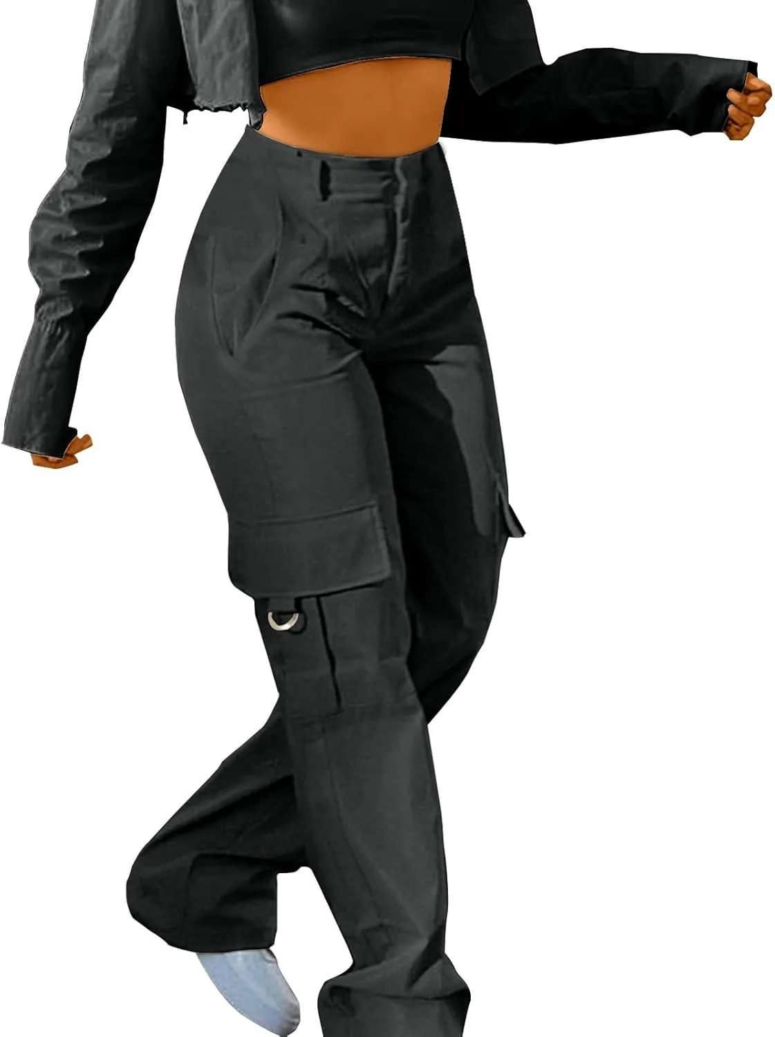 Women Cargo Pants High Waist Wide Leg Casual Baggy Work Pant Palazzo Lounge Tousers Going Out Outfits with Pockets