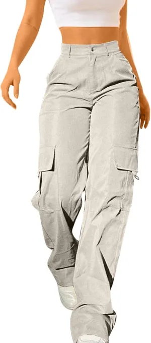 Women Cargo Pants High Waist Wide Leg Casual Baggy Work Pant Palazzo Lounge Tousers Going Out Outfits with Pockets