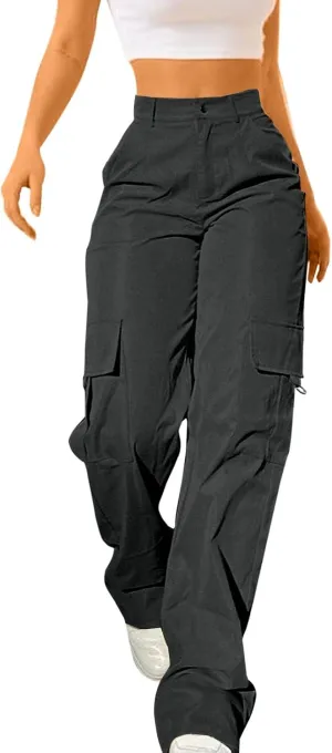 Women Cargo Pants High Waist Wide Leg Casual Baggy Work Pant Palazzo Lounge Tousers Going Out Outfits with Pockets