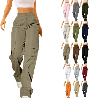 Women Cargo Pants High Waist Wide Leg Casual Baggy Work Pant Palazzo Lounge Tousers Going Out Outfits with Pockets