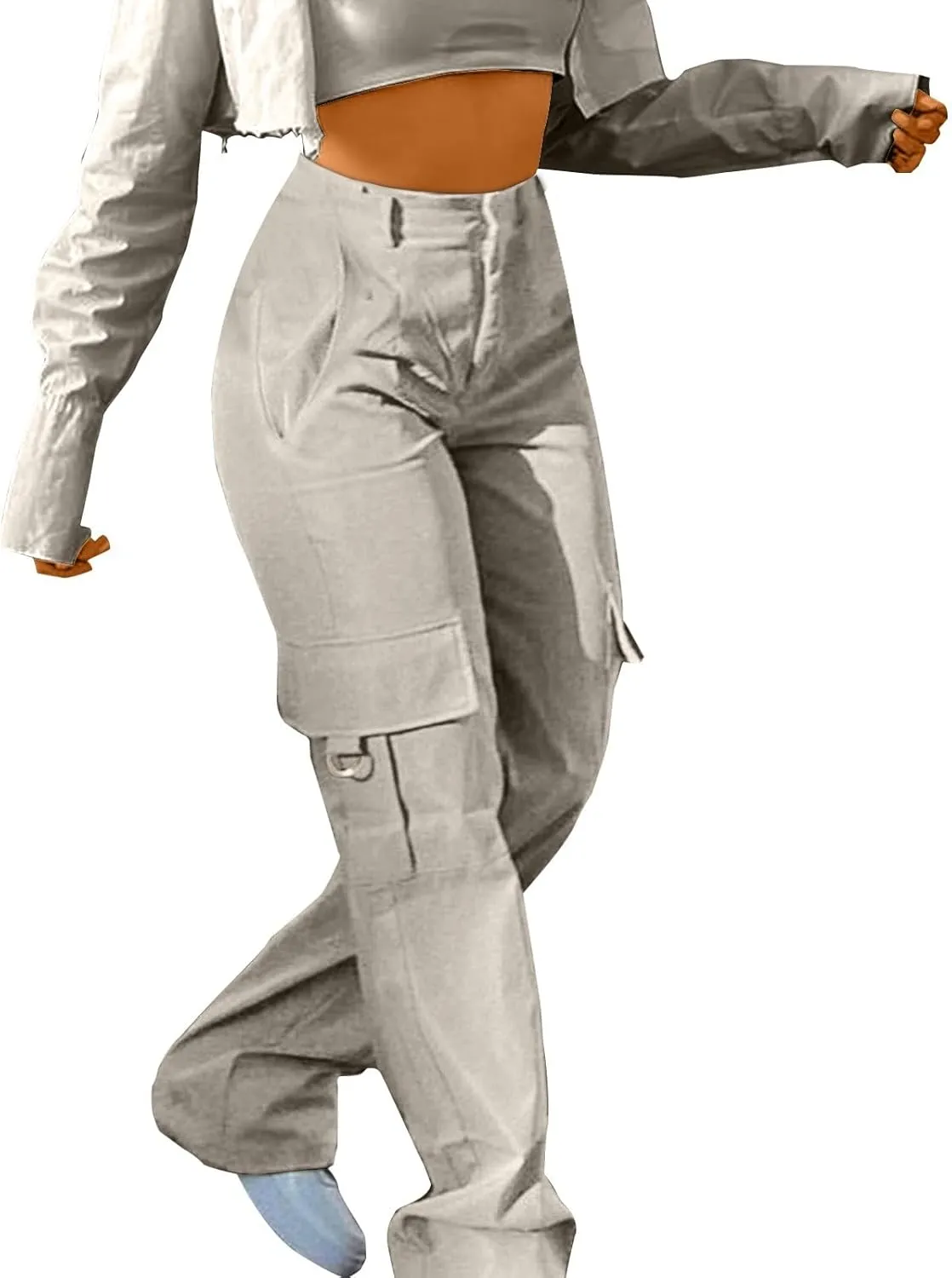 Women Cargo Pants High Waist Wide Leg Casual Baggy Work Pant Palazzo Lounge Tousers Going Out Outfits with Pockets