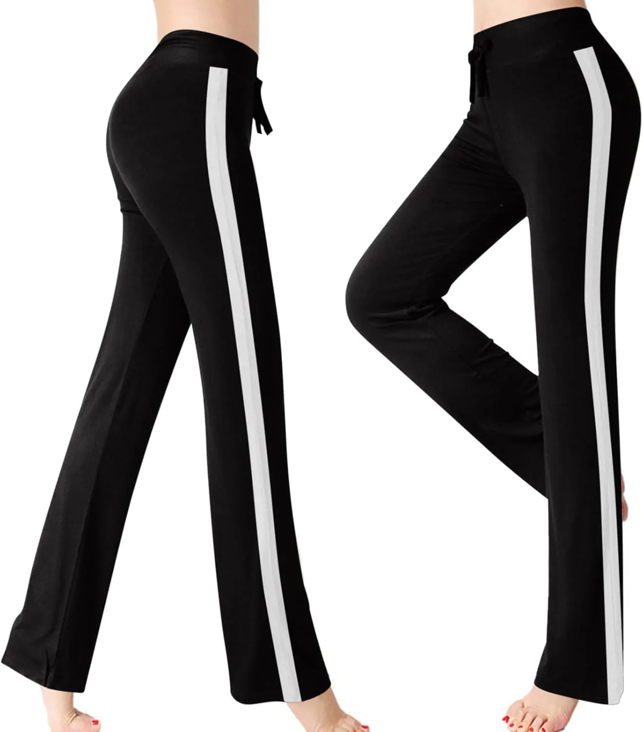 Women Comfy Soft Modal Pajama Pants Wide Leg Drawstring High Waist Stretchy Yoga Trouser Striped Casual Lounge Pant