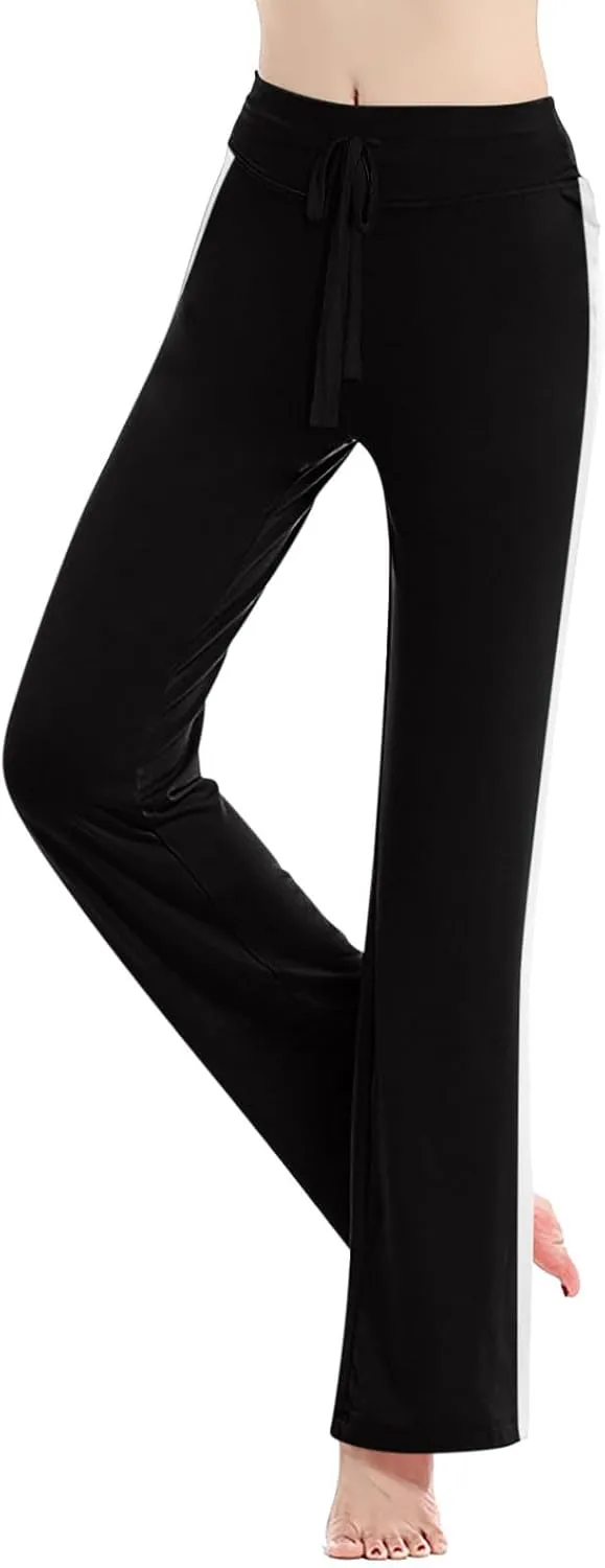 Women Comfy Soft Modal Pajama Pants Wide Leg Drawstring High Waist Stretchy Yoga Trouser Striped Casual Lounge Pant