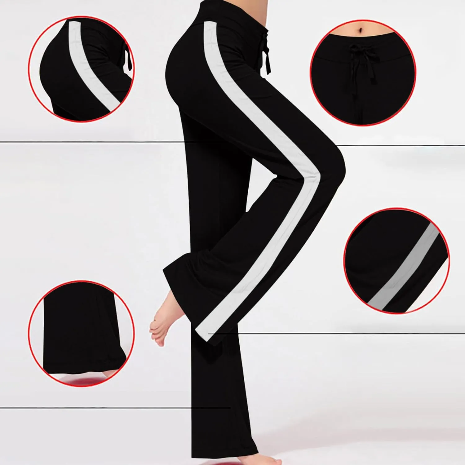 Women Comfy Soft Modal Pajama Pants Wide Leg Drawstring High Waist Stretchy Yoga Trouser Striped Casual Lounge Pant