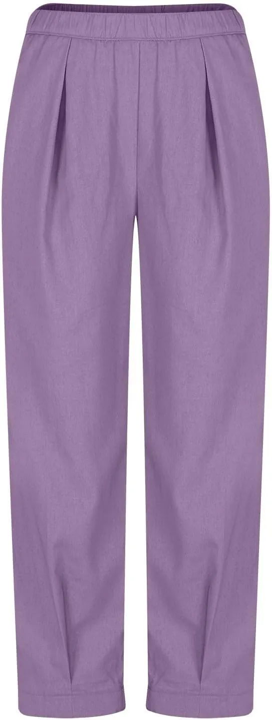 Women Cotton Linen Pants Summer Elastic High Waist Wide Leg Casual Pants 2024 Beach Travel Trousers Vacation Outfits