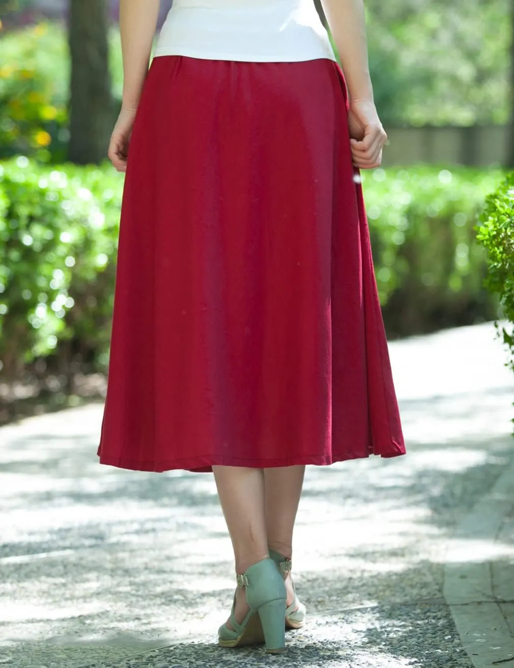 Women Cotton/Linen Skirt Summer Quality Elastic Waist Long Maxi Retro Vogue Casual Bottom with Pockets