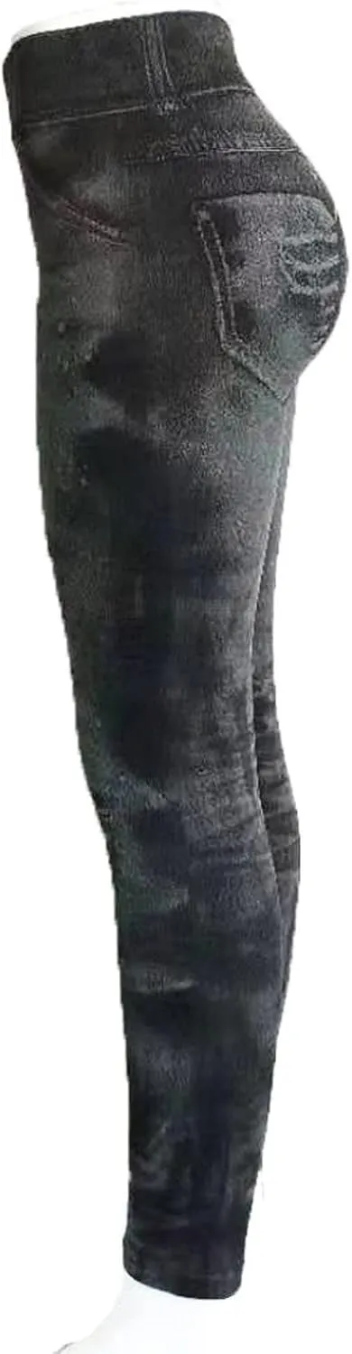 Women Denim Print Leggings Fake Jeans Seamless Full Length Tights High Waist Jeggings Workout Sport Yoga Pants