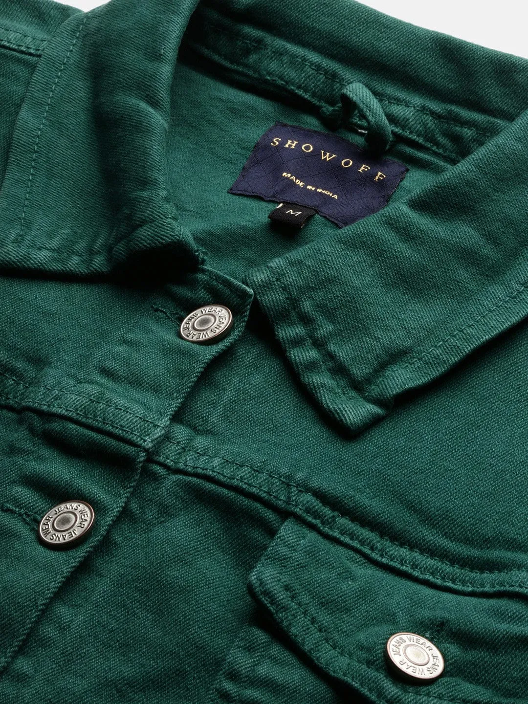 Women Green Washed Windcheater Crop Denim Jacket