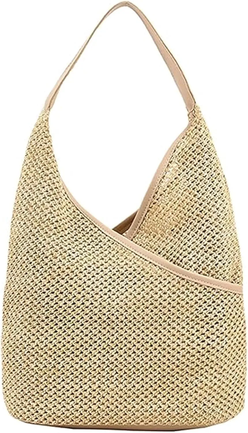 Women Large Straw Beach Bag, Handmade Woven Shoulder Bags, Summer Hobo Tote Handbag Purse for Beach, Vacation
