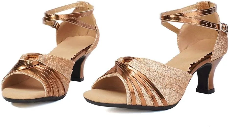 Women Latin Dance Shoes Ballroom Dance Shoes with Open Toe, Model DY-08