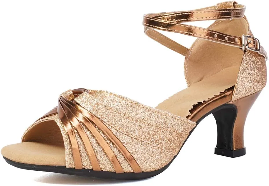 Women Latin Dance Shoes Ballroom Dance Shoes with Open Toe, Model DY-08