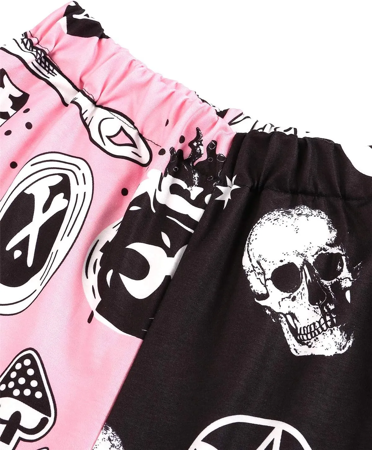Women Printed Baggy Sweatpants Pockets High Waist Joggers Pants Contrast Color Sporty Athletic Lounge Trousers