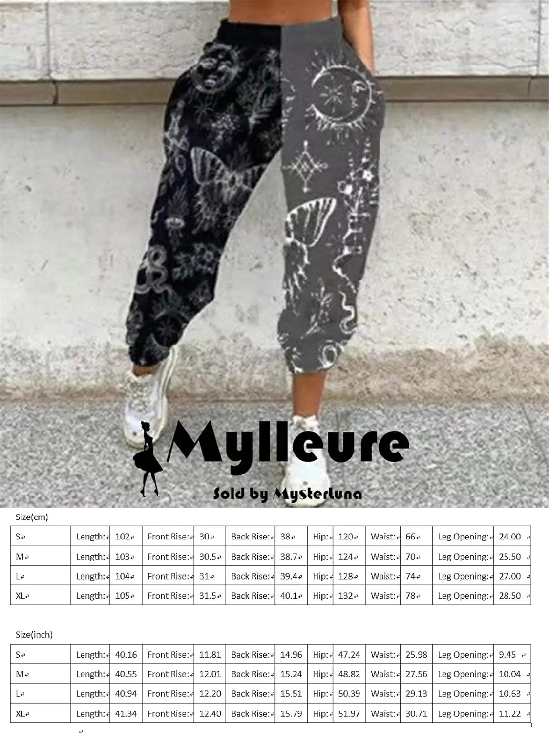 Women Printed Baggy Sweatpants Pockets High Waist Joggers Pants Contrast Color Sporty Athletic Lounge Trousers