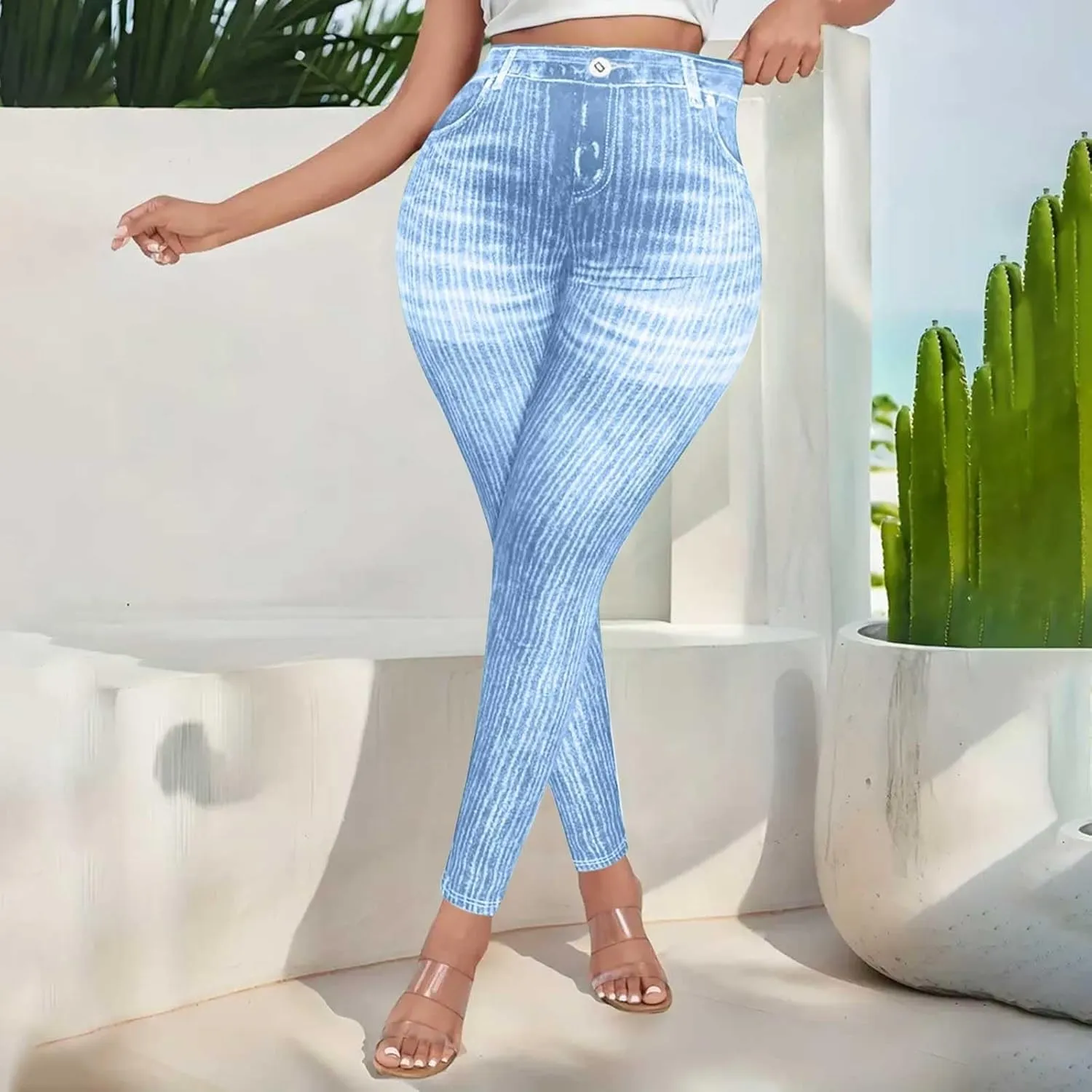 Women Skinny Slim Leg Trousers High Waist Tummy Control Tight fit Pants Butt Lifting Printed Smart Casual Office Work Trouser