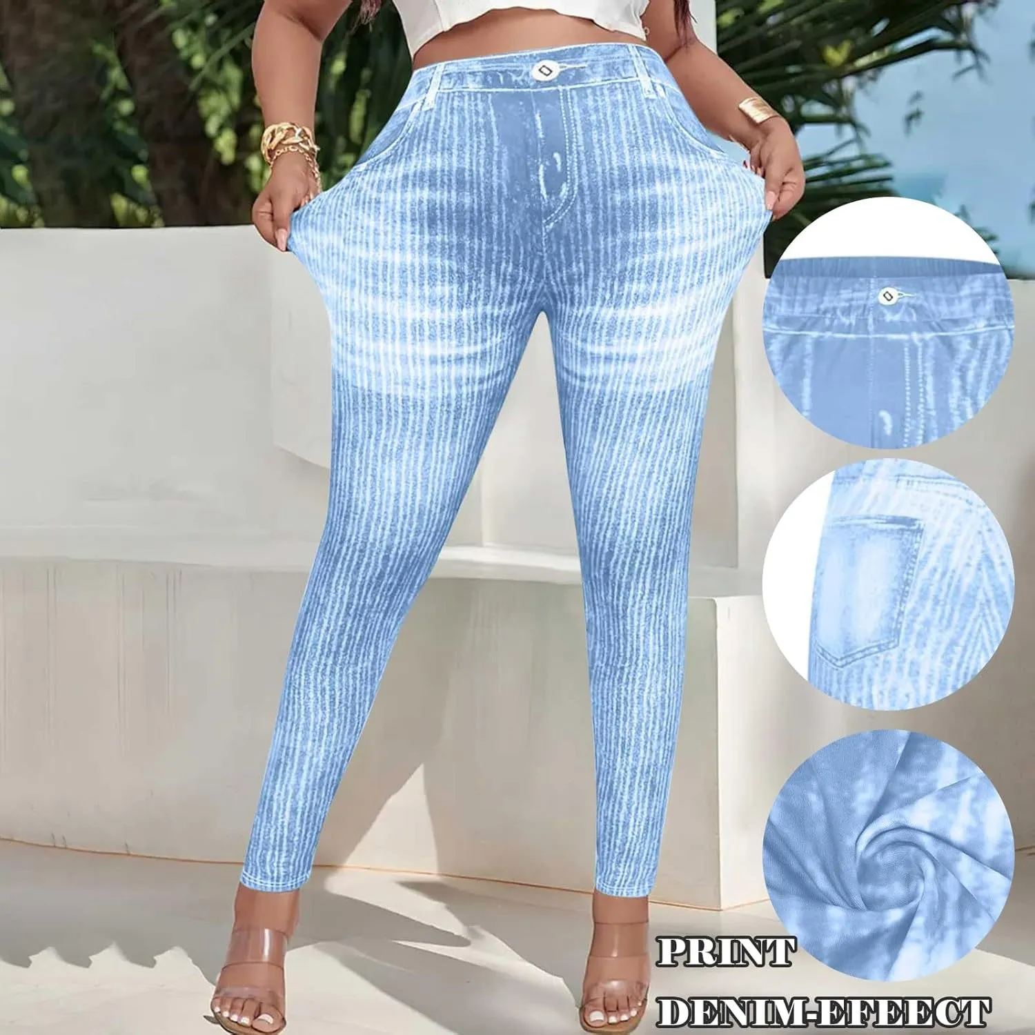 Women Skinny Slim Leg Trousers High Waist Tummy Control Tight fit Pants Butt Lifting Printed Smart Casual Office Work Trouser