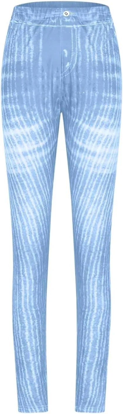 Women Skinny Slim Leg Trousers High Waist Tummy Control Tight fit Pants Butt Lifting Printed Smart Casual Office Work Trouser