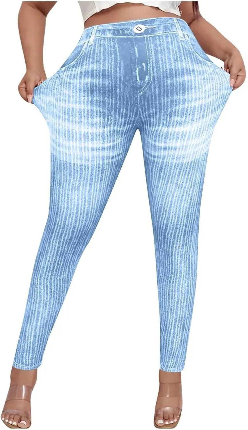 Women Skinny Slim Leg Trousers High Waist Tummy Control Tight fit Pants Butt Lifting Printed Smart Casual Office Work Trouser