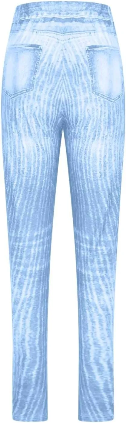 Women Skinny Slim Leg Trousers High Waist Tummy Control Tight fit Pants Butt Lifting Printed Smart Casual Office Work Trouser