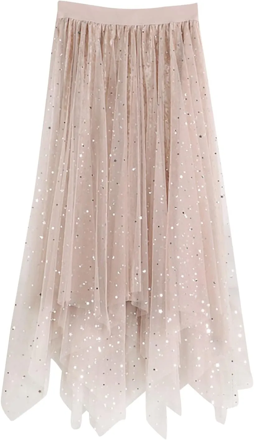 Women Tutu Skirt Women's Elastic Waist Chiffon Petticoat Puffy Tutu Tulle Skirt Womens Skirts Tulle Midi Skirt
