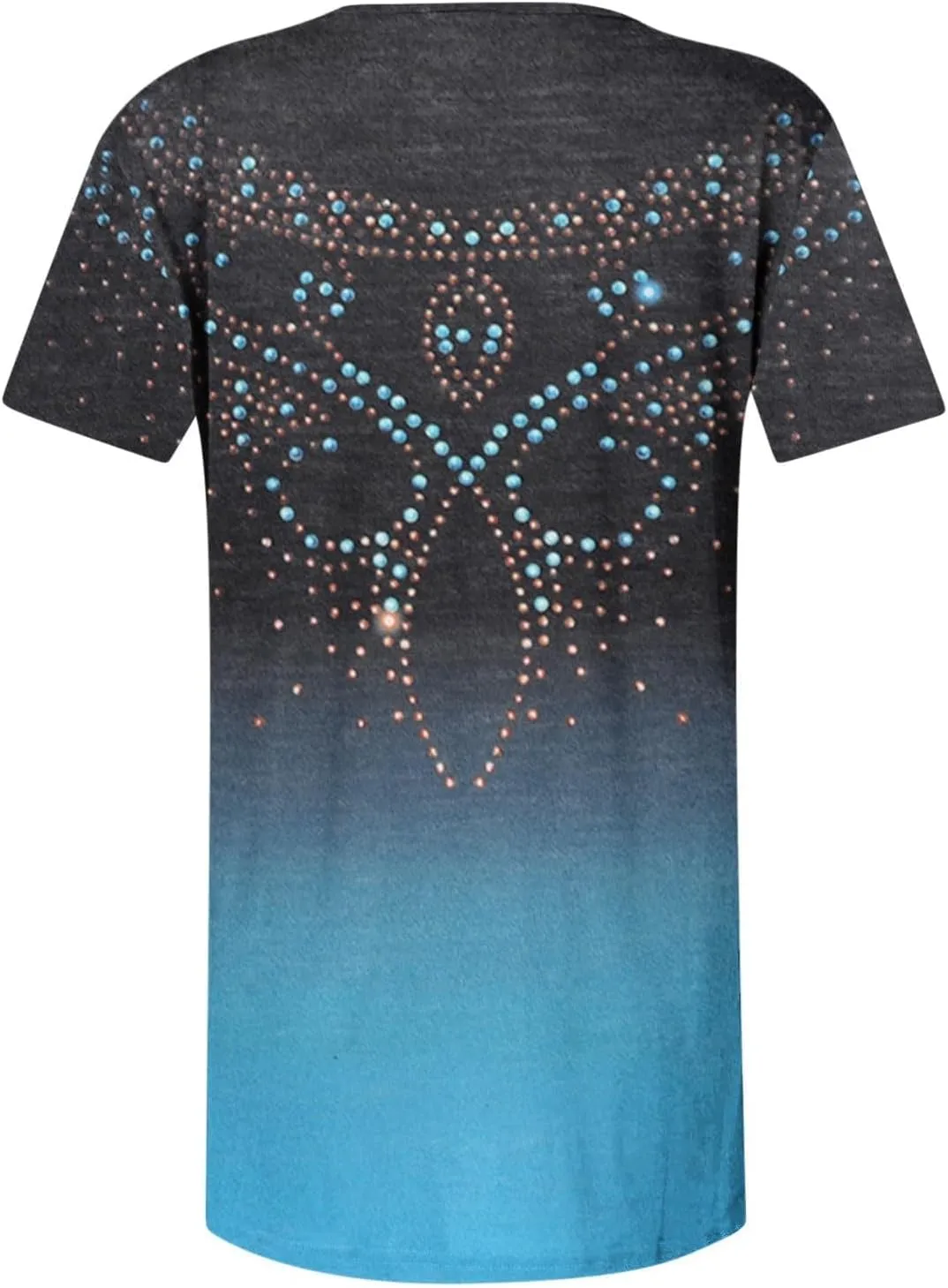 Womens Blouses Short Sleeve Tops Crew Neck Pleated Shirts Tunic Casual Flowy Trendy Pleated Tunic Tops Floral Blue XXL