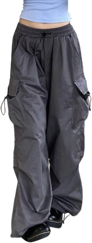 Womens Cargo Pants High Waist Baggy Relaxed Fit Trousers with Pockets Loose Jogger Goth Grunge Y2K Clothes