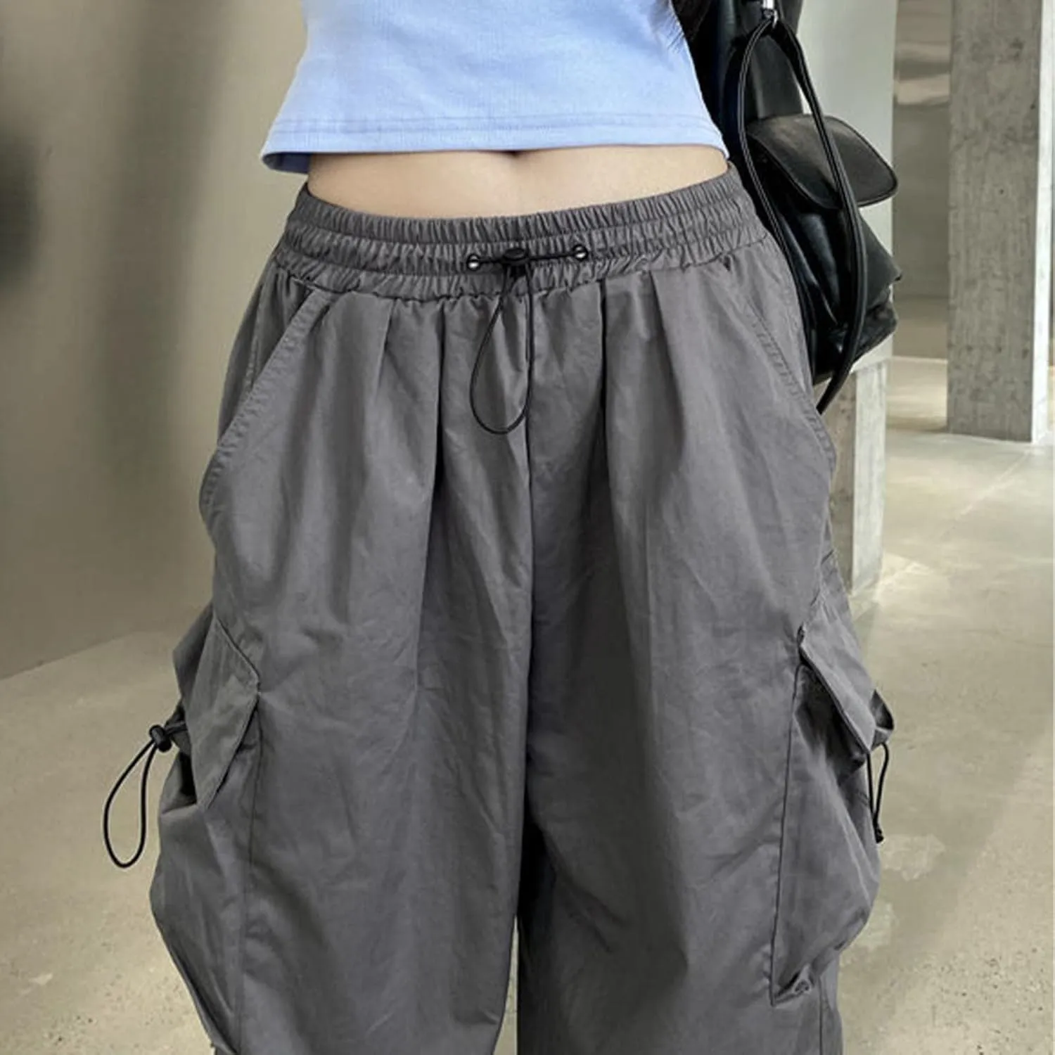 Womens Cargo Pants High Waist Baggy Relaxed Fit Trousers with Pockets Loose Jogger Goth Grunge Y2K Clothes