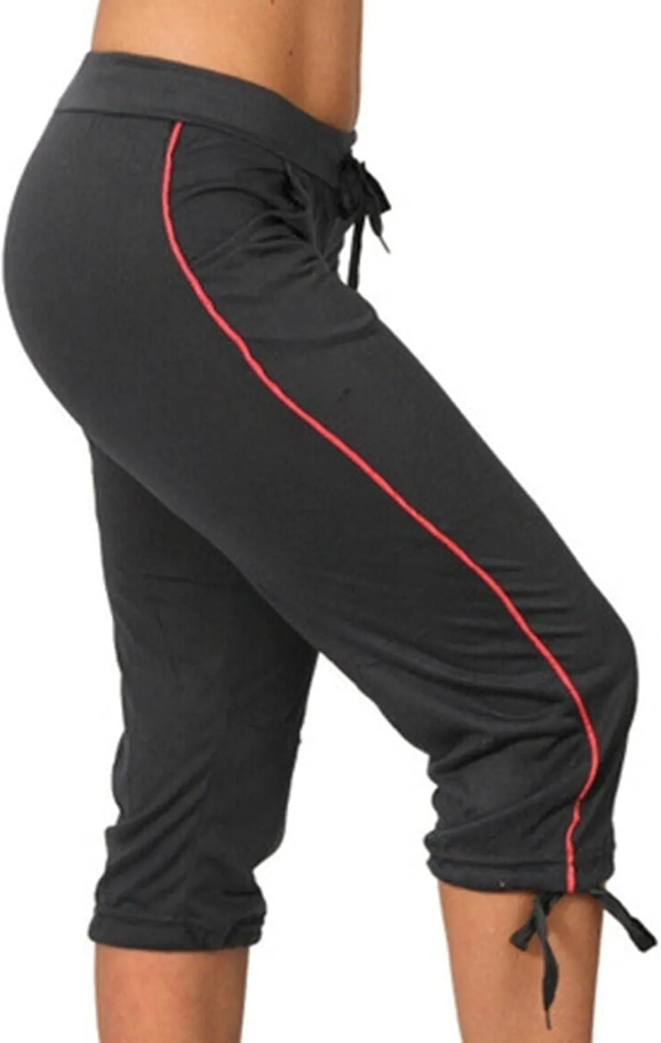 Womens Casual Drawstring Capri Pants Jogger Running Pants Lounge Loose Fit High Waist Sweatpants with Side Pockets