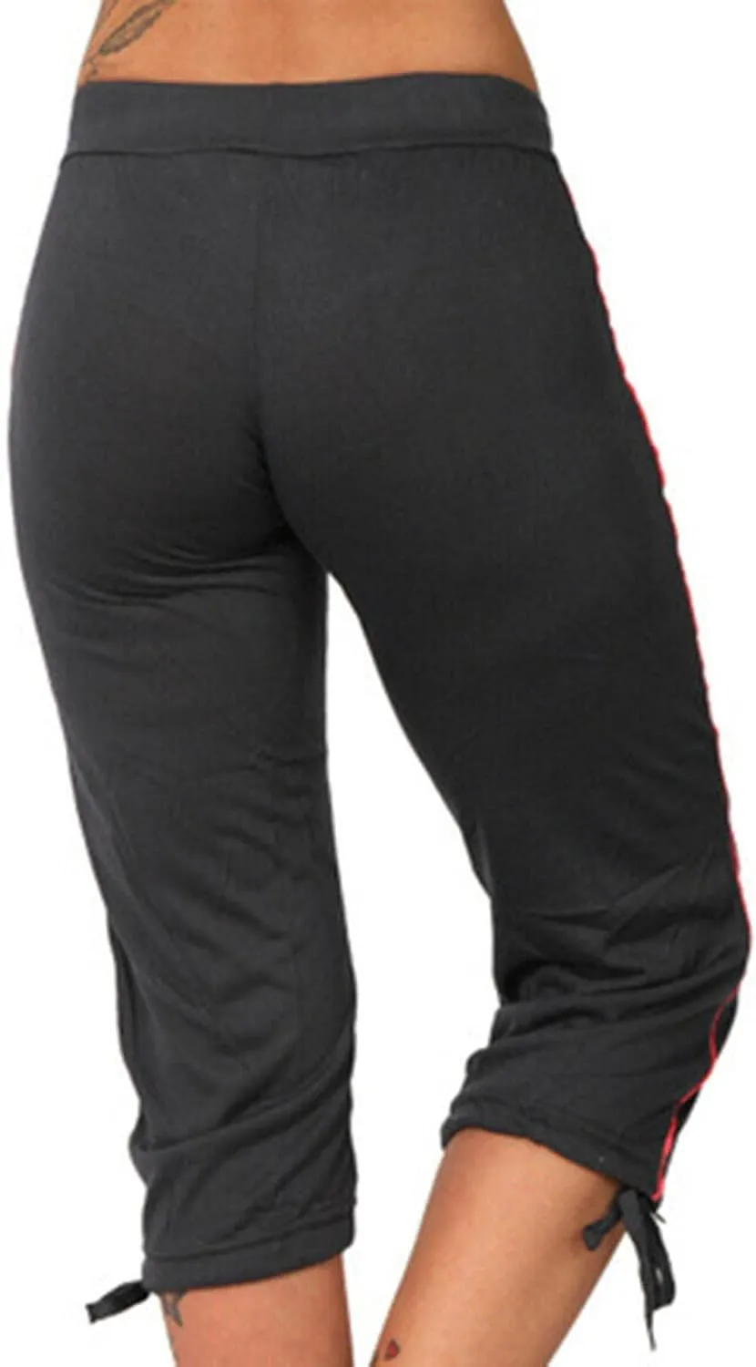 Womens Casual Drawstring Capri Pants Jogger Running Pants Lounge Loose Fit High Waist Sweatpants with Side Pockets