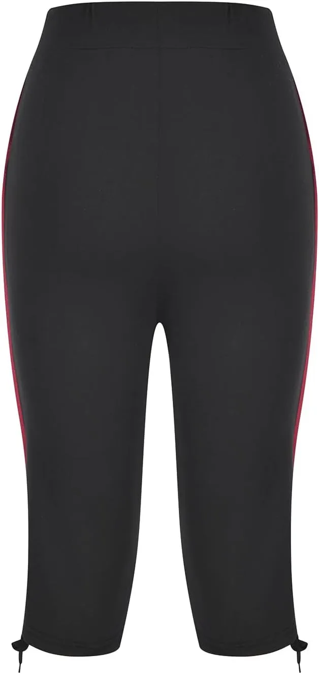 Womens Casual Drawstring Capri Pants Jogger Running Pants Lounge Loose Fit High Waist Sweatpants with Side Pockets