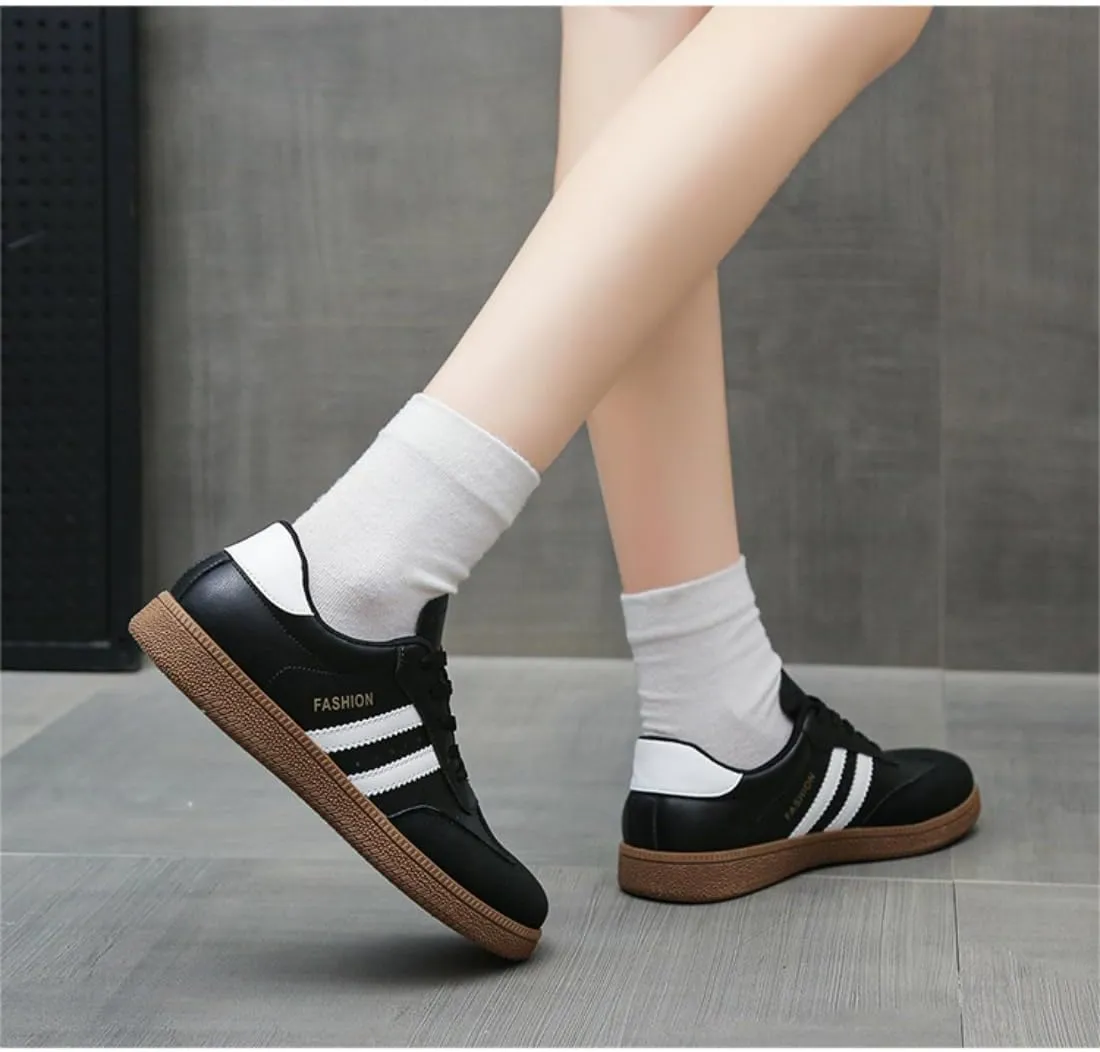 Women's Casual Lace-up Stylish Tennis Jogging Shoes Color Blocking Korean Style Platform Sneakers Trainers