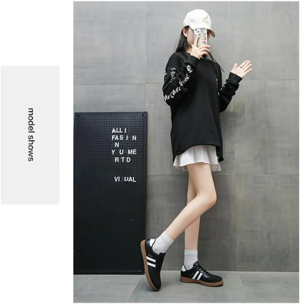 Women's Casual Lace-up Stylish Tennis Jogging Shoes Color Blocking Korean Style Platform Sneakers Trainers