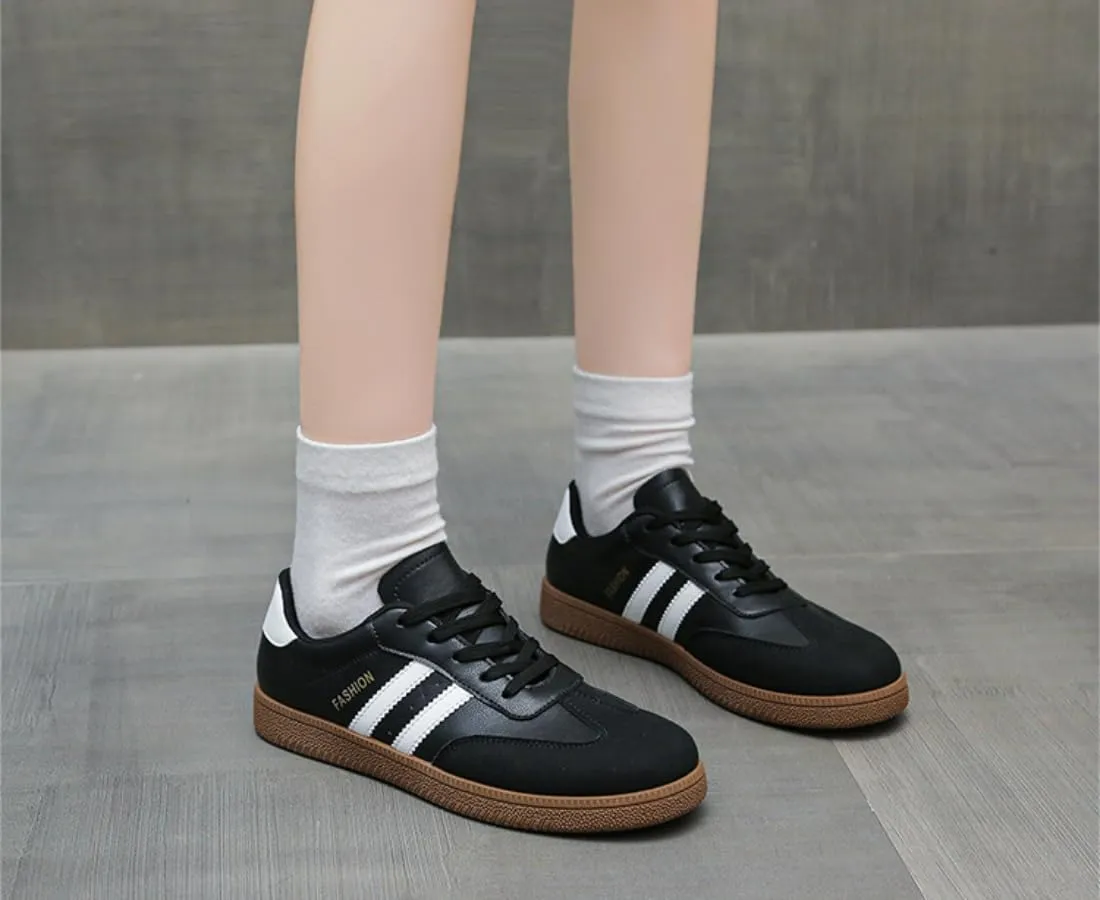 Women's Casual Lace-up Stylish Tennis Jogging Shoes Color Blocking Korean Style Platform Sneakers Trainers