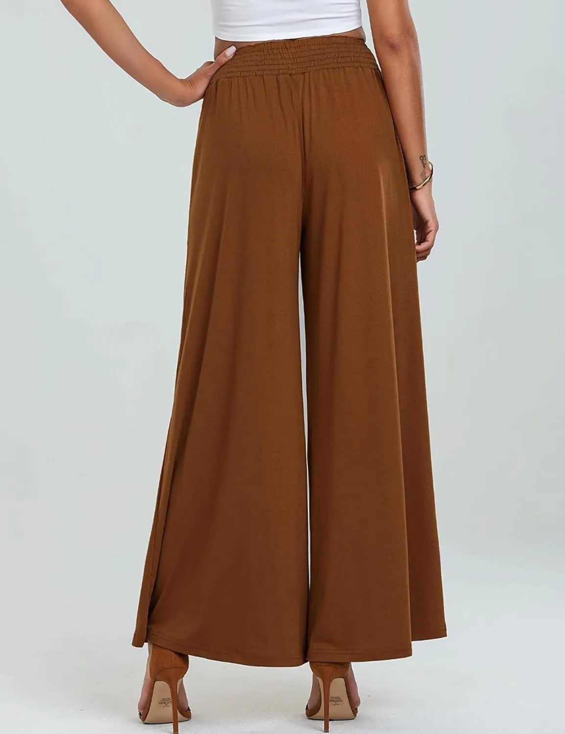 Women's Casual Pants Palazzo Lounge Pants Loose High Waist Boho Wide Leg Trousers Baggy Slacks with Pocket