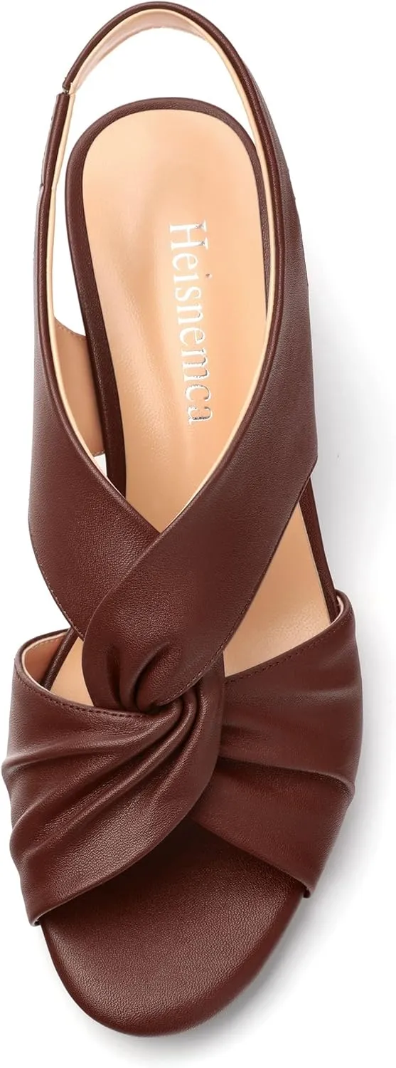 Womens Chunky Block Heels Sandals,Round Open Toe High Heeled Sandals,matte Slip On Ankle Strap Mid Sandals,leisure Dress Party Wedding Shoes 2 In