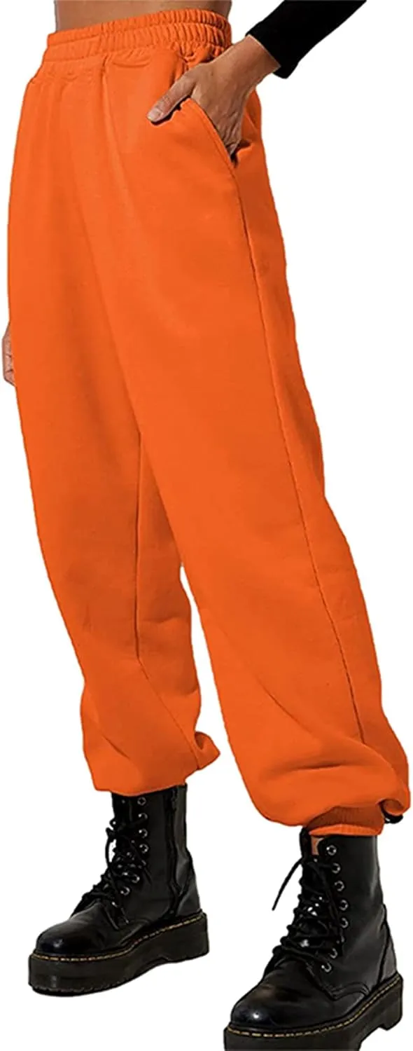 Women's Cinch Bottom Sweatpants Pockets High Waist Sporty Gym Athletic Fit Jogger Pants Lounge Trousers