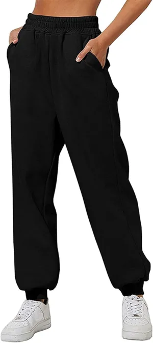 Women's Cinch Bottom Sweatpants Pockets High Waist Sporty Gym Athletic Fit Jogger Pants Lounge Trousers