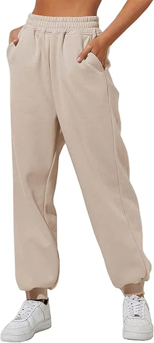 Women's Cinch Bottom Sweatpants Pockets High Waist Sporty Gym Athletic Fit Jogger Pants Lounge Trousers