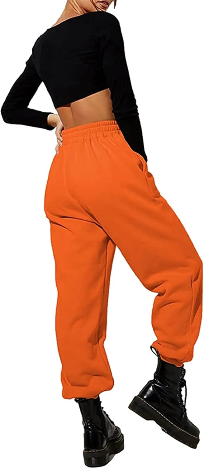 Women's Cinch Bottom Sweatpants Pockets High Waist Sporty Gym Athletic Fit Jogger Pants Lounge Trousers