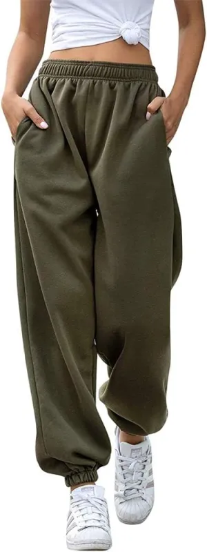 Women's Joggers Sweatpants High Waist Sporty Gym Athletic Fit Jogger Pants Trousers with Pockets