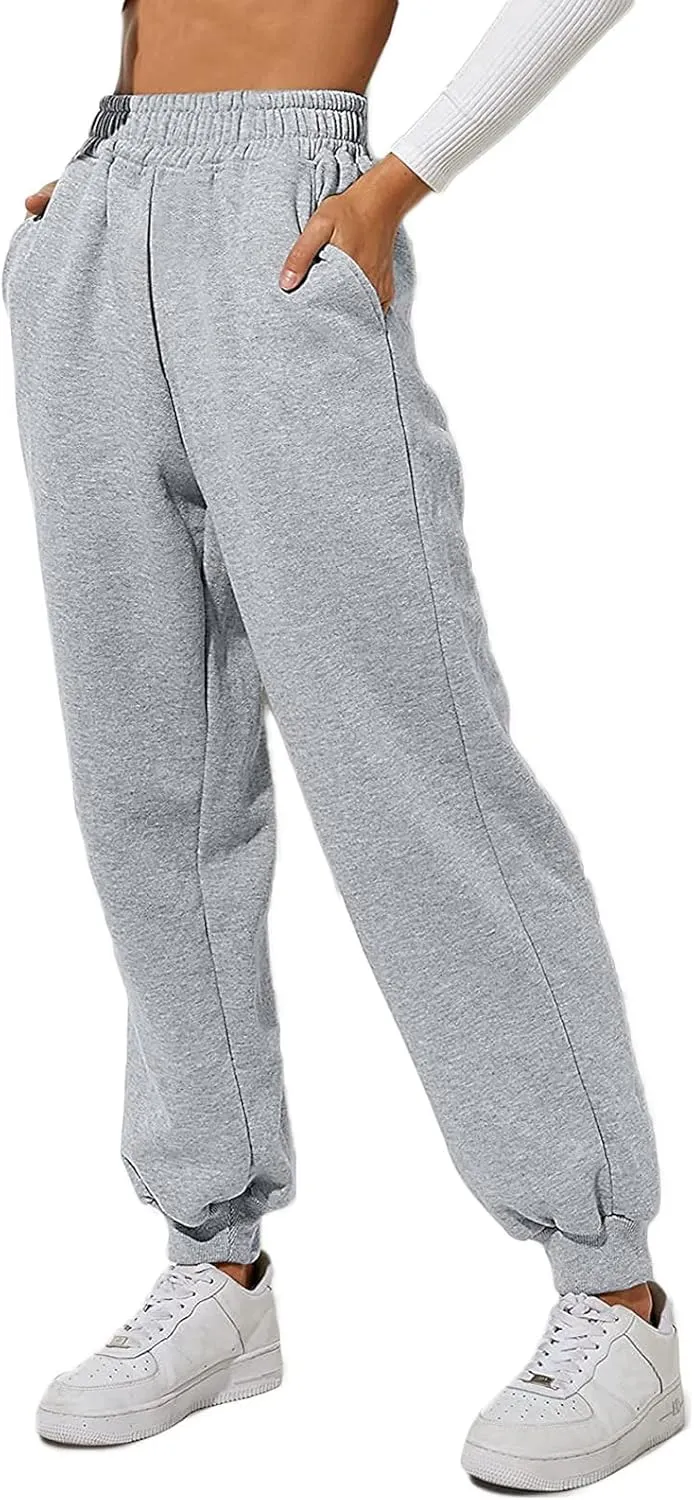 Women's Joggers Sweatpants High Waist Sporty Gym Athletic Fit Jogger Pants Trousers with Pockets